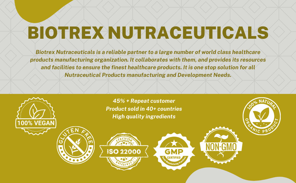 Biotrex Nutraceuticals L-Glycine Amino Acid 500mg Supplement, Supports healthy sleep & immune system, Supports Brain Health 120 Veg. Capsules
