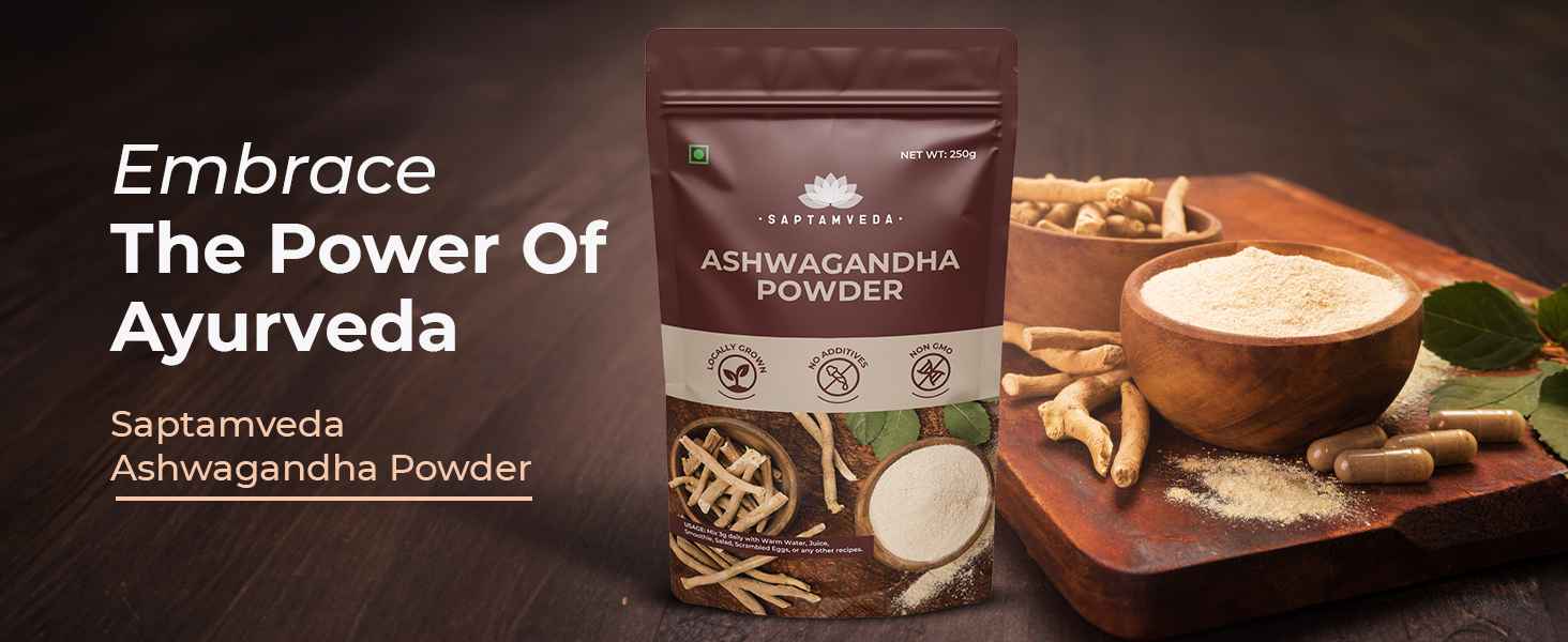 SAPTAMVEDA Premium Organic Ashwagandha Powder 250gm (Pack of 4) - 1KG | Withania Somnifera | For Men And Women