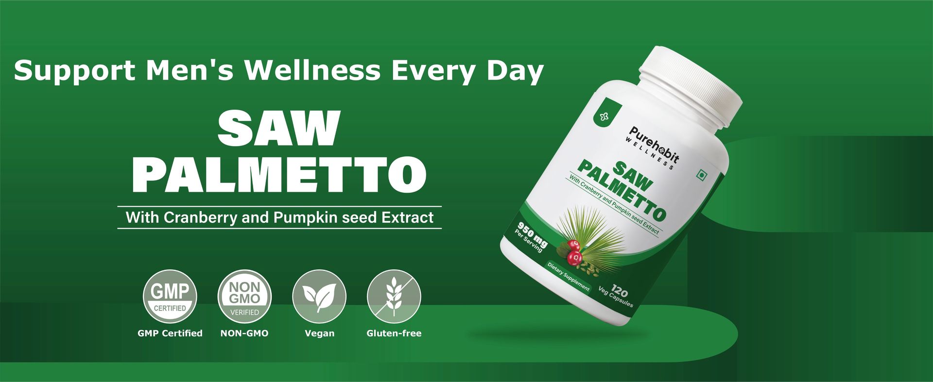 Saw Palmetto 950mg with Cranberry & Pumpkin Seed for Men