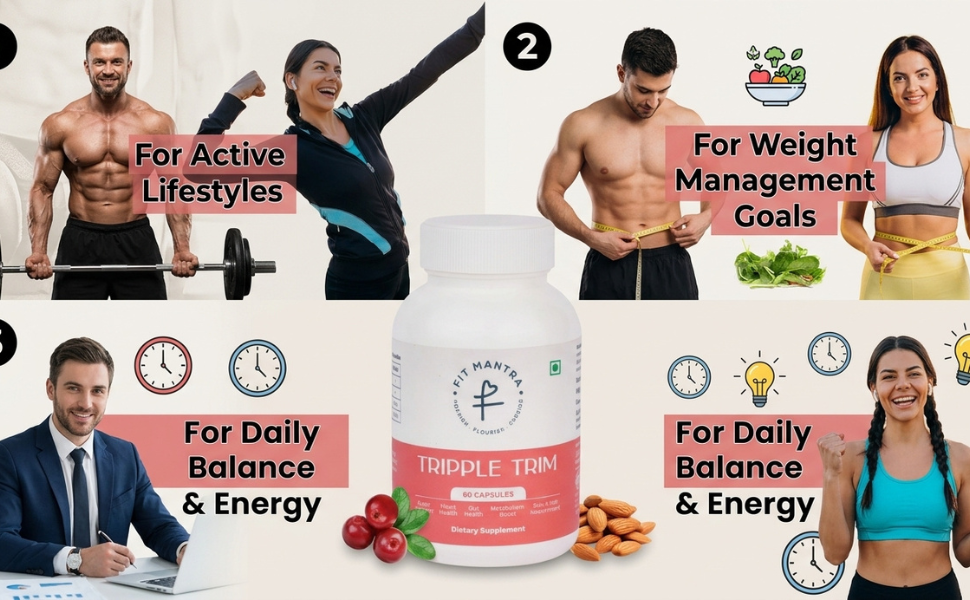 Tripple Trim Fat Burner & Insulin Resistance Support Supplement – Sugar Balance & Weight Management with Berberine, Chromium & Cinnamon – Craving Control for Men & Women