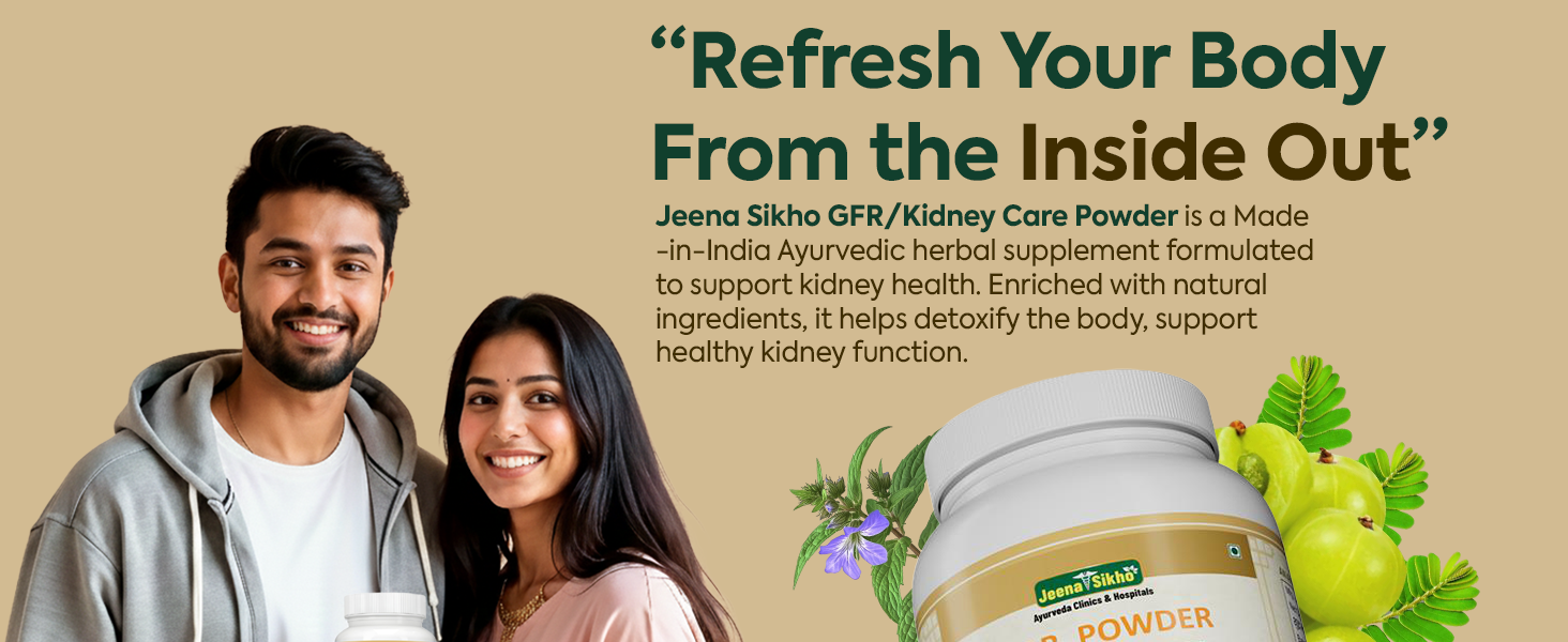 Jeena Sikho Gfr/Kidney Care Powder|Herbal Kidney Detox Powder|Naturally Blended With Kasni,Gokhru And Punarnava|Ayurvedic Supplement For Digestion And Wellness,1 Count,100 Grams