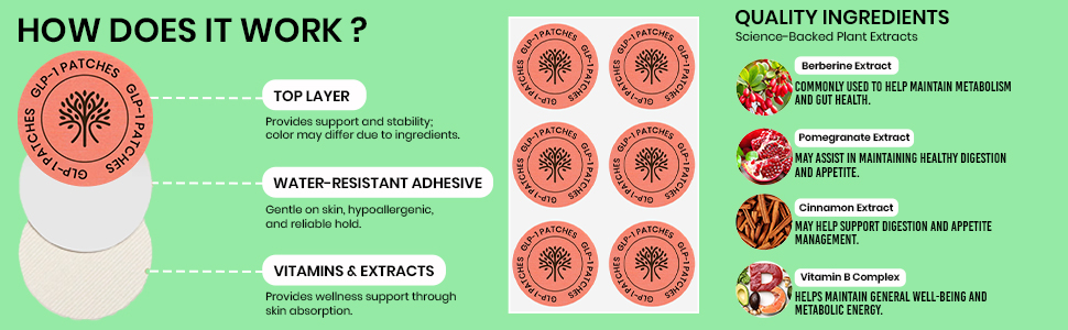 GLP-1 Support Patches for Weight Management & Metabolism Support | Easy Daily Use, Comfortable Adhesive, Non-Invasive Wellness Aid | 30 Count Patch Pack