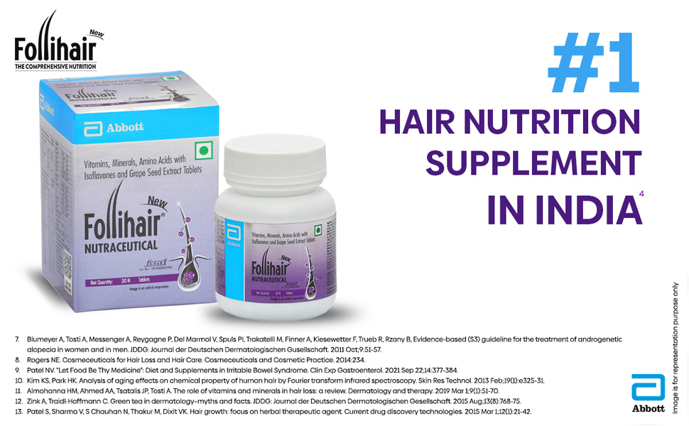 Follihair New Nutraceutical Pack of 30N Tablets Bottle