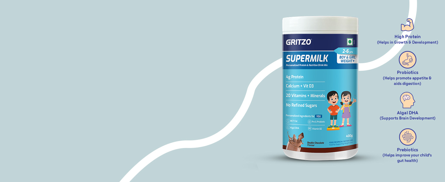 Gritzo SuperMilk Weight+ (2-6y Kids), Double Chocolate, 400g