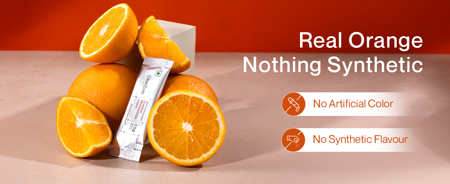 ClearZorb by Miduty Creatine Monohydrate | World's First Mouth Dissolving Creatine | Supports Muscle Strength & Brain Function | 3g Daily | Fast Absorption | Natural Orange | 60 Sachets