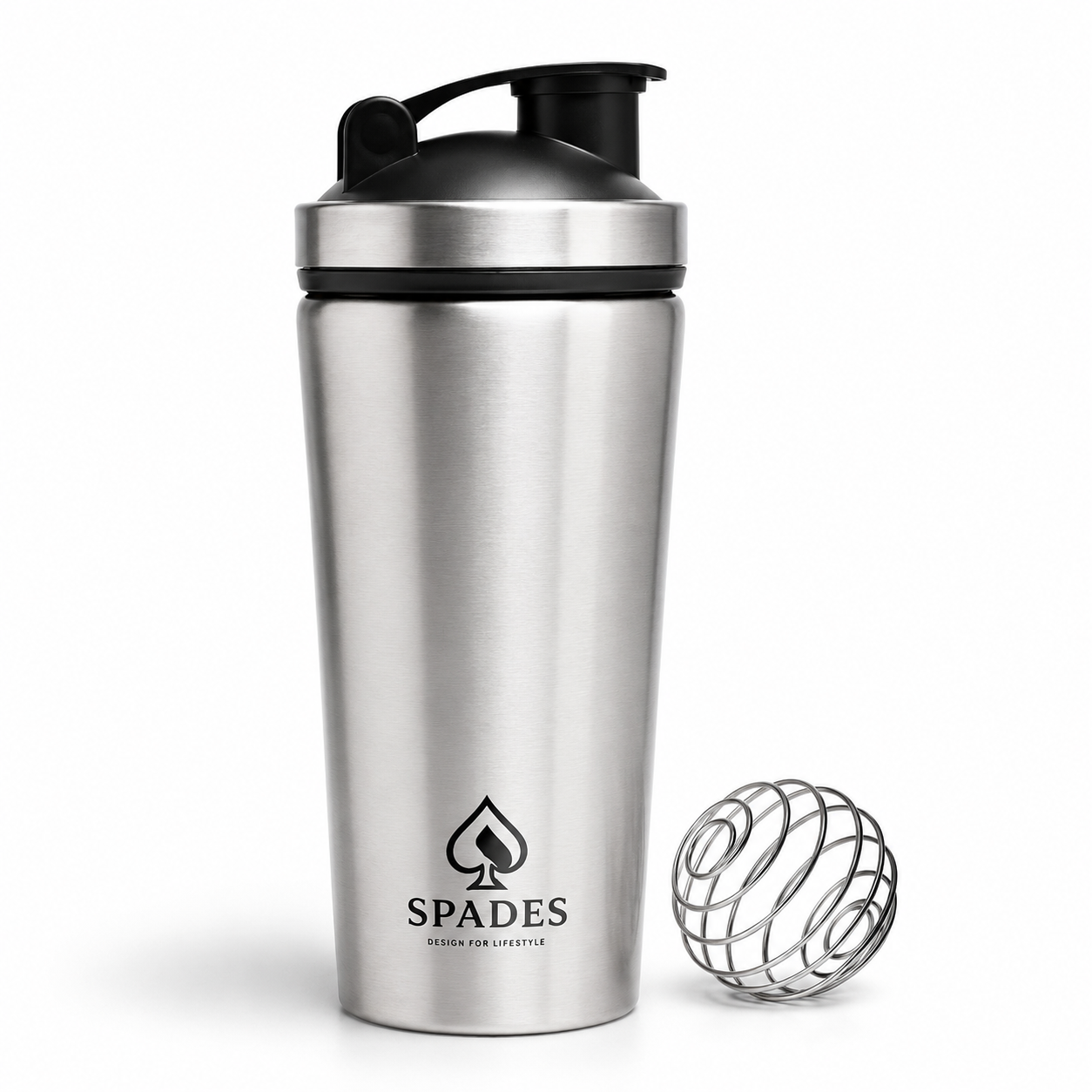 SPADES 750ml Stainless Steel Protein Shaker Bottle with Mixing Ball | Leak Proof Gym Shaker for Protein & Pre Workout Drinks gym bottle shaker for gym (Blue)