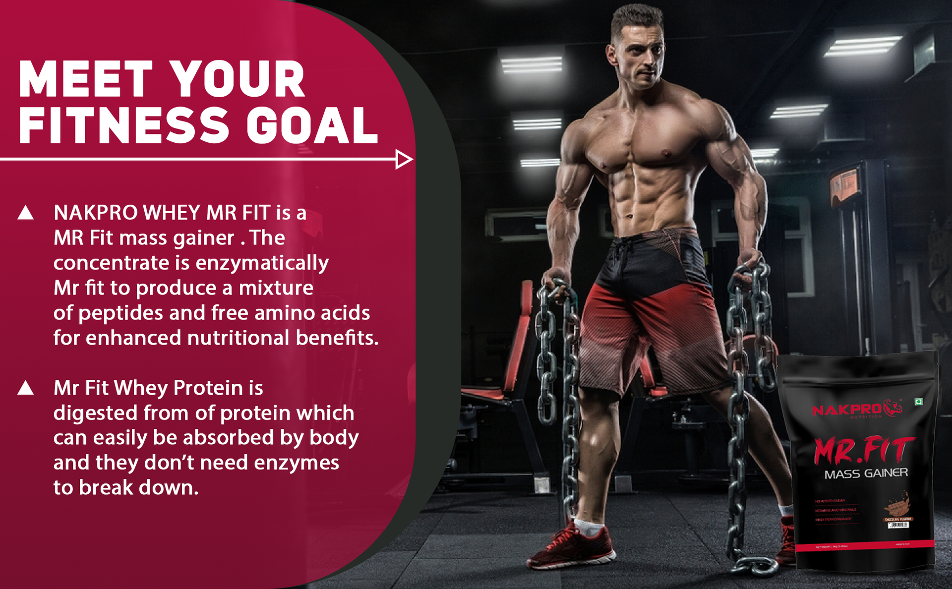 NAKPRO Mr. Fit Super Fast Weight Gainers/Mass Gainers Powder (1 Kg, Vanilla)