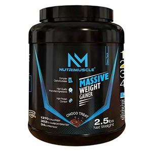 Nutrimuscle Massive Weight Gainer Powder for Men & Women – Chocolate Flavour | 1.134 Kg (2.5 lbs) | High Calorie Mass & Muscle Gainer with Complex Carbs, Protein Blend & Essential Vitamins