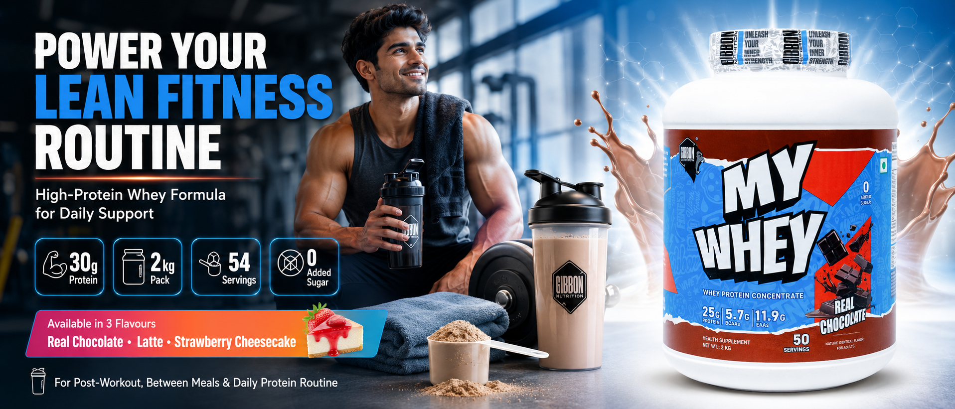GIBBON My Whey Protein Powder High-Protein, Fat-Burning Whey Isolate for Lean Muscle | Protein Isolate with Fat-Burning Blend for Lean Muscle & Metabolism Boost | 2kg | 54 Servings (2 Kg, Swiss Chocolate)