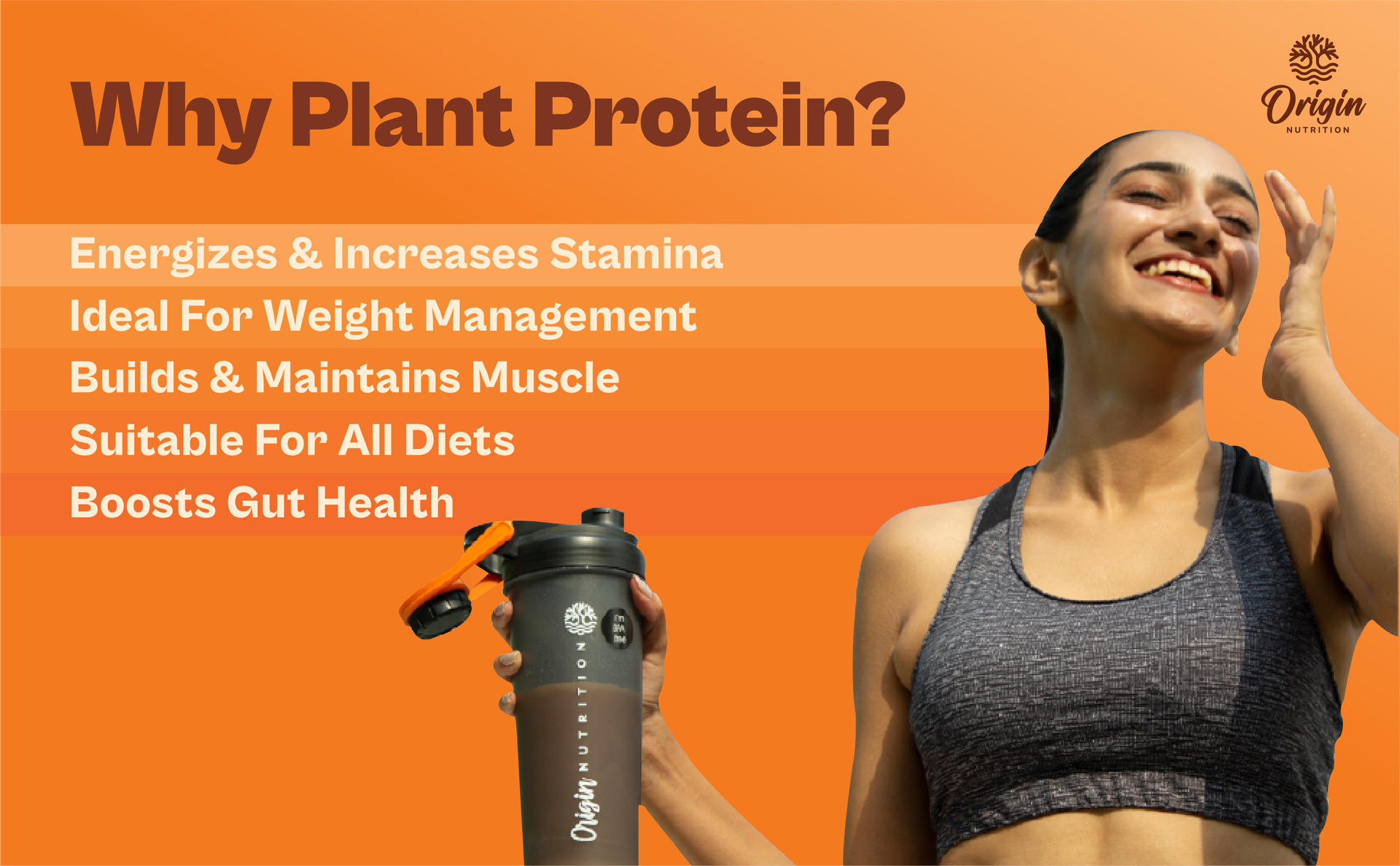 Origin Nutrition 100% Natural Plant Based Protein Powder, Chocolate Flavour with 25g per serve Plant Based Protein, Gluten Free, Dairy Free, No Added Sugar, Soy Free, Non - GMO, Jain, 7 Servings, 283g