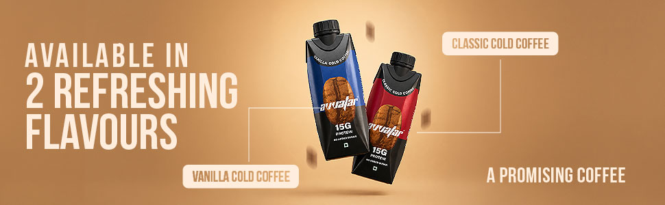 avvatar Protein Cold Coffee | Vanilla Flavour | 15g Protein | 4.8g Fiber | Ready to Drink | 250ml | Pack of 4 (4 x 250 ml)