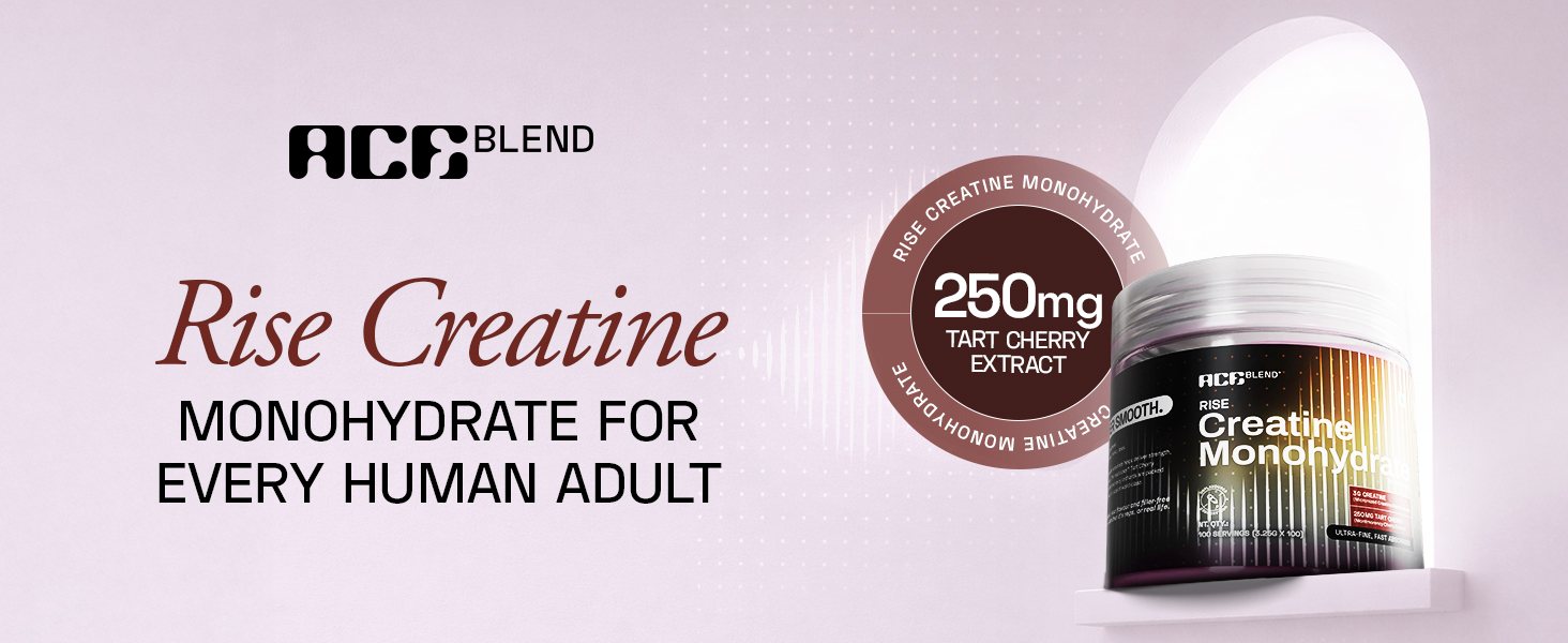 Ace Blend Micronised Creatine Powder 100 Servings | Tart Cherry Extract | For Strength, Endurance And Recovery | Creatine Monohydrate | Big Muscle Protein Support| High Absorption, Men & Women, 325g