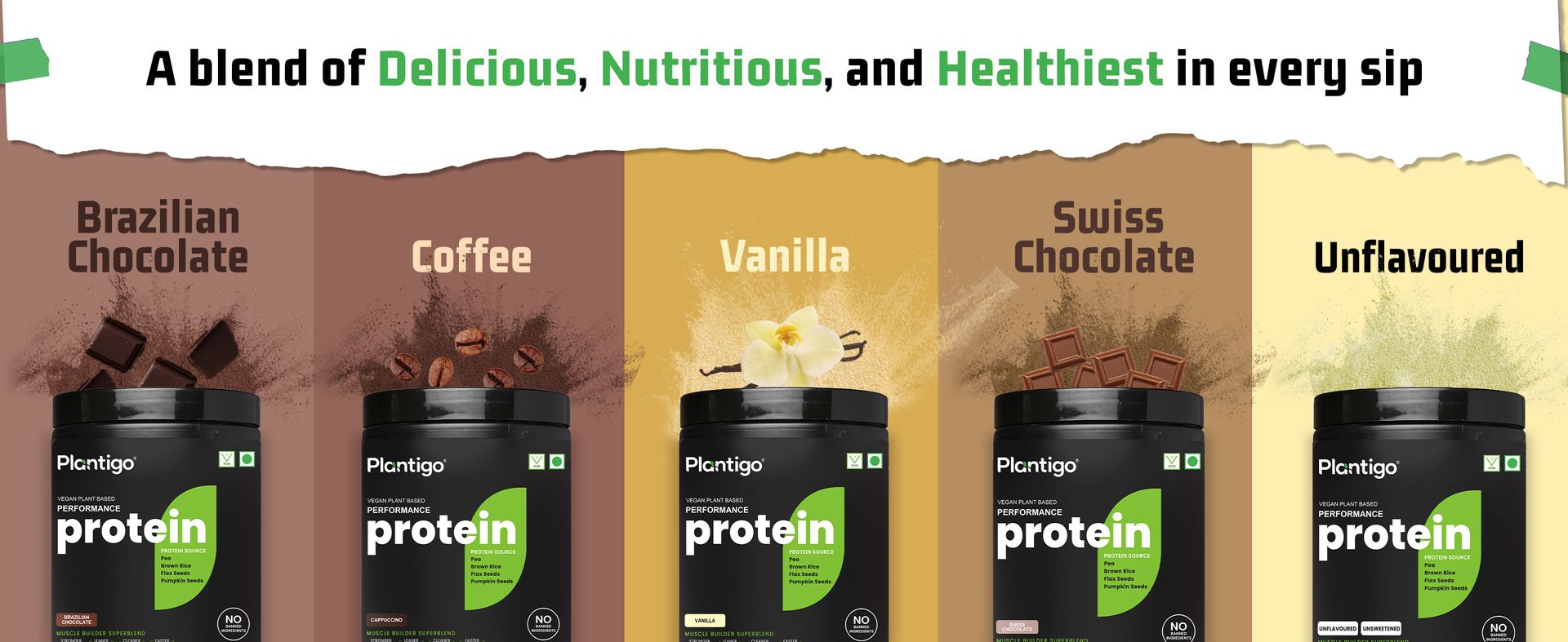 Plantigo Clean Protein Powder Men & Women | 24g Plant Protein, 4.4g BCAA, 2g Leucine, 4g Fiber | No Sugar, No Dairy, No Preservatives | 4x Fast Digest, Stress & Muscle Recovery | Swiss Chocolate 500g
