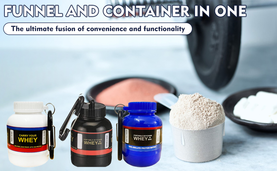 Amazing Whey loader Protein Carry Funnel Portable Protein Whey or Supplement Powder Combo Pack of 2 Carrying Whey Funnel and Container Box with Key-Chain (BLACK) 30 ml, Plastic