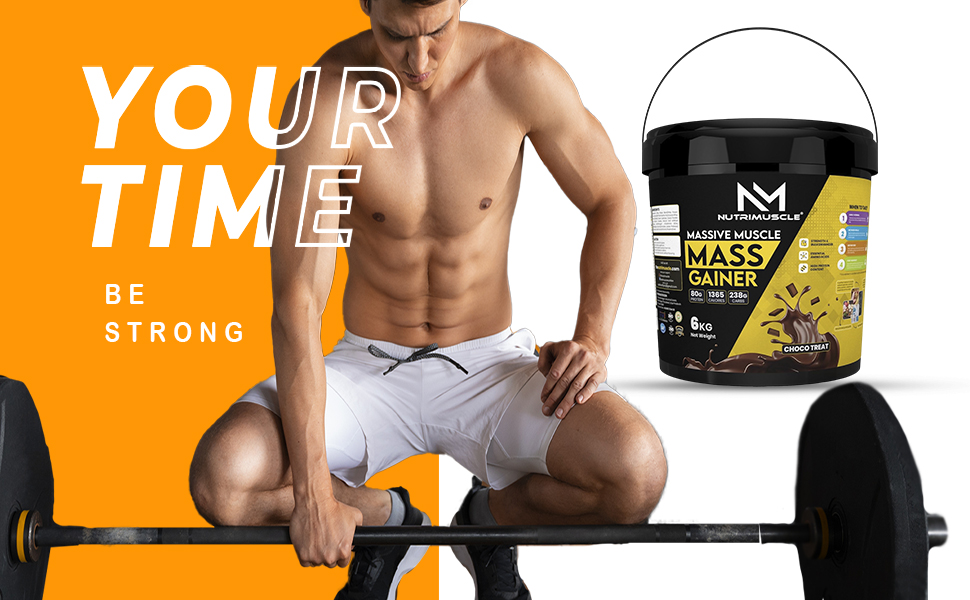 Nutrimuscle Massive Muscle Mass Gainer – 6 Kg | Chocolate Flavour | High Protein Gainer with Whey Protein, Creatine Monohydrate, BCAA & Digestive Enzymes for Mass, Muscle, Power & Strength | For Men & Women