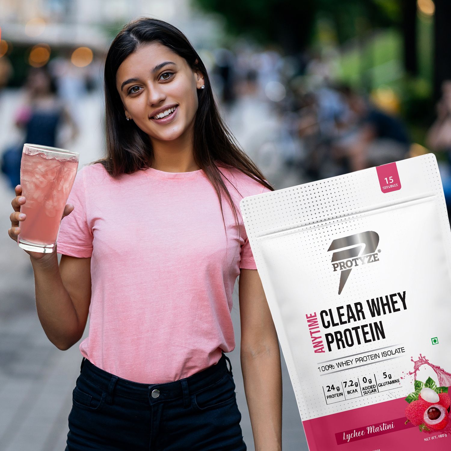 Protyze Anytime Clear Whey Protein Isolate | 24g Protein Per Scoop | Blueberry Crush, 15 Servings | ISO & HACCP Certified | Lean Muscle Growth, Easy Digestion & Refreshing