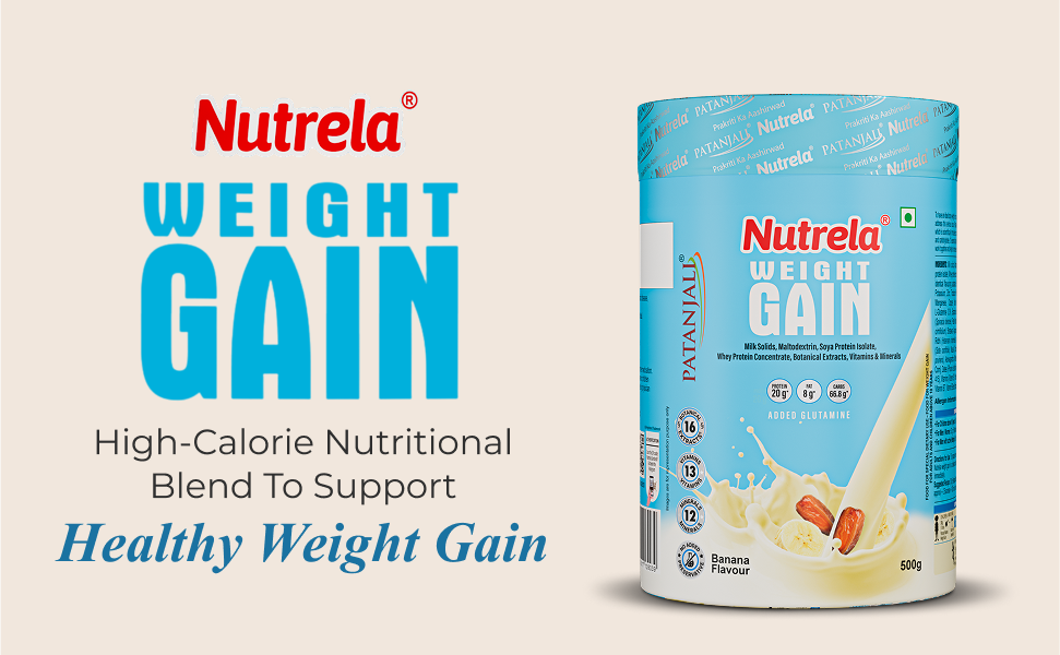 Nutrela Weight Gainer | 2 Kg Banana Flavour | High-Calorie Mass Gainer with Vitamins & Khandsari Sugar | Ideal for Men & Women,Powder