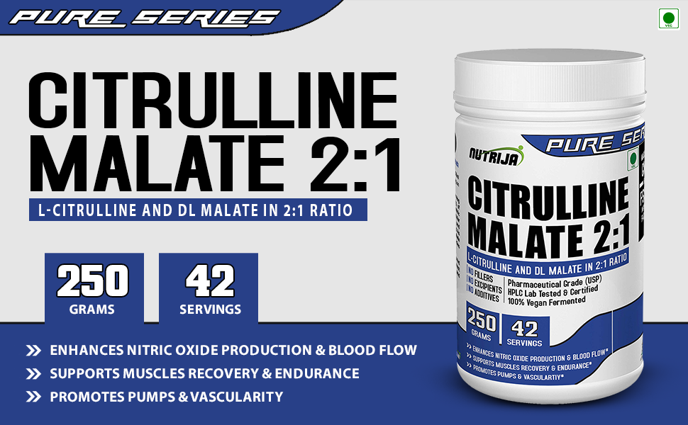 NutriJa Citrulline Malate Powder - 250 Grams (Tangy Orange)