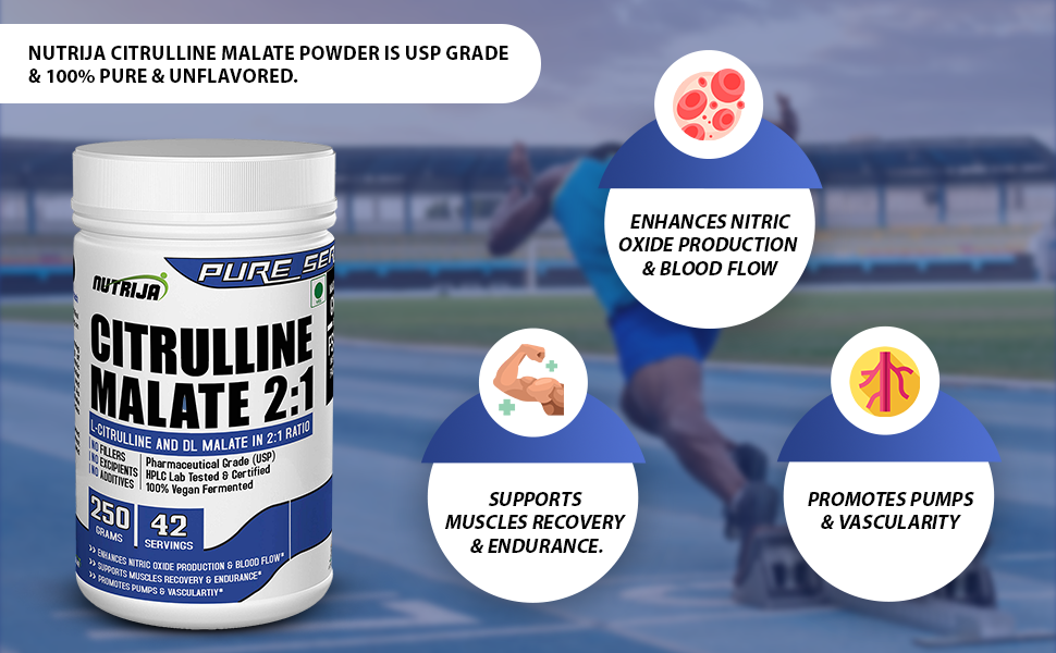 NutriJa Citrulline Malate Powder - 250 Grams (Tangy Orange)