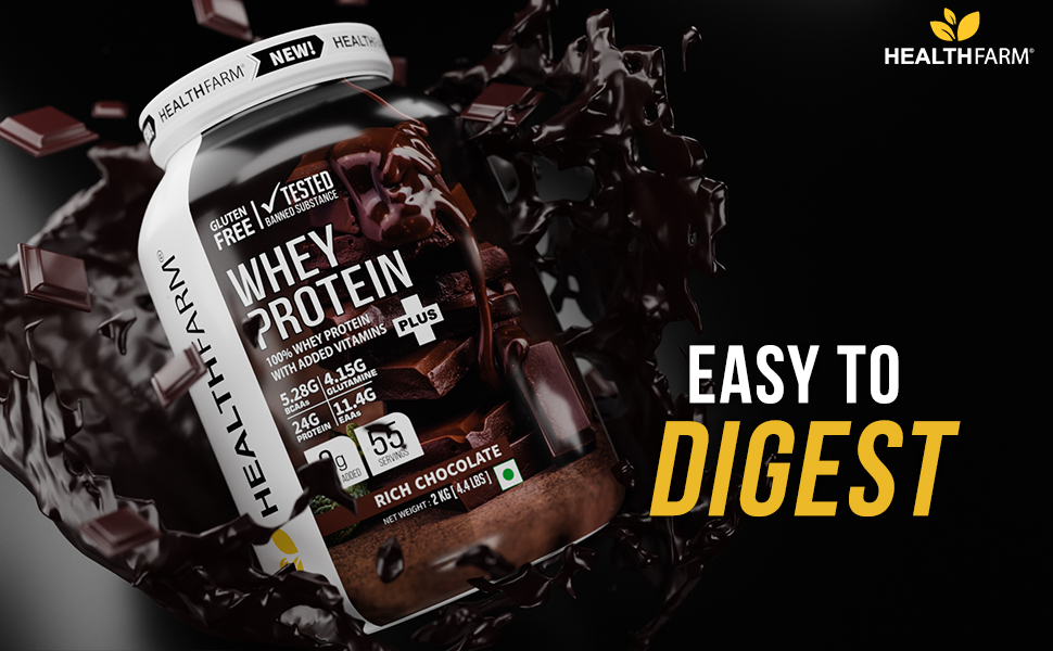HEALTHFARM Whey Protein Plus – Gluten Free Lean Muscle Builder | 24g Protein with Added Vitamins | Irish Coffee Flavour | Post Workout Recovery | 2KG