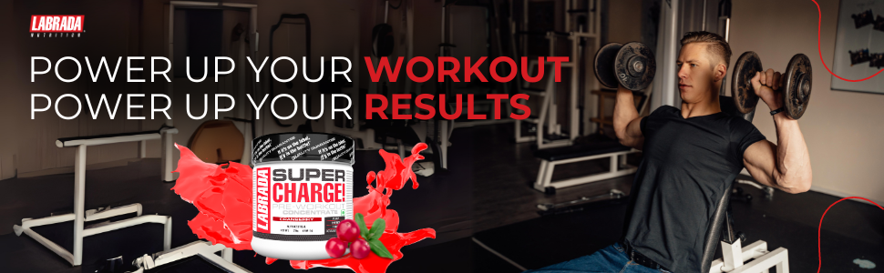Labrada Super Charge Pre-Workout Concentrate 150g, Cranberry (30 Servings | 0.75g L-Arginine |375mg L-Citrulline Malate |2g Beta Alanine | 150mg Caffeine Anhydrous | 250mg Ashwagandha Extract)
