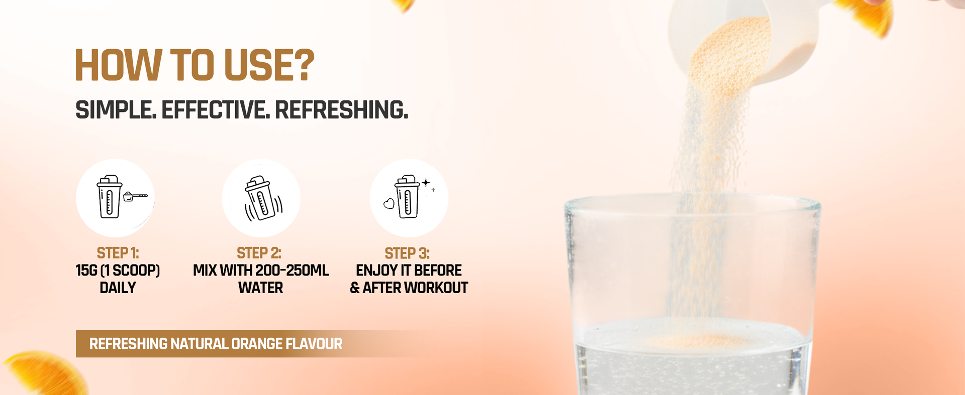 Naturaltein BCAA E+ Boost - Vegan BCAAs with Electrolytes, Vitamins & Minerals - 300g Clean Energy Drink - Natural Orange