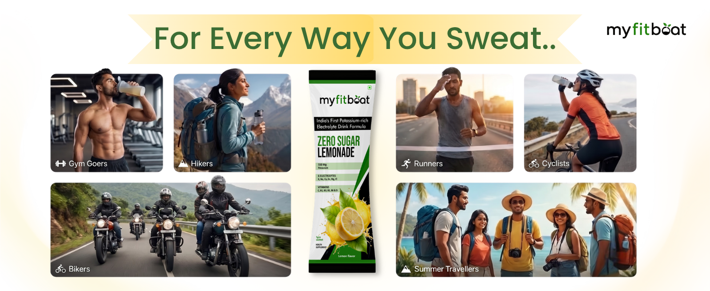 Electrolytes Powder No Sugar - India's 1st Potassium-Rich Formula | Sugar Free Electrolyte Hydration Powder | Electrolytes + Vitamins | Hydration & Energy Drinks for Workout -Lemon flavor (10 Sachets, Lemon)