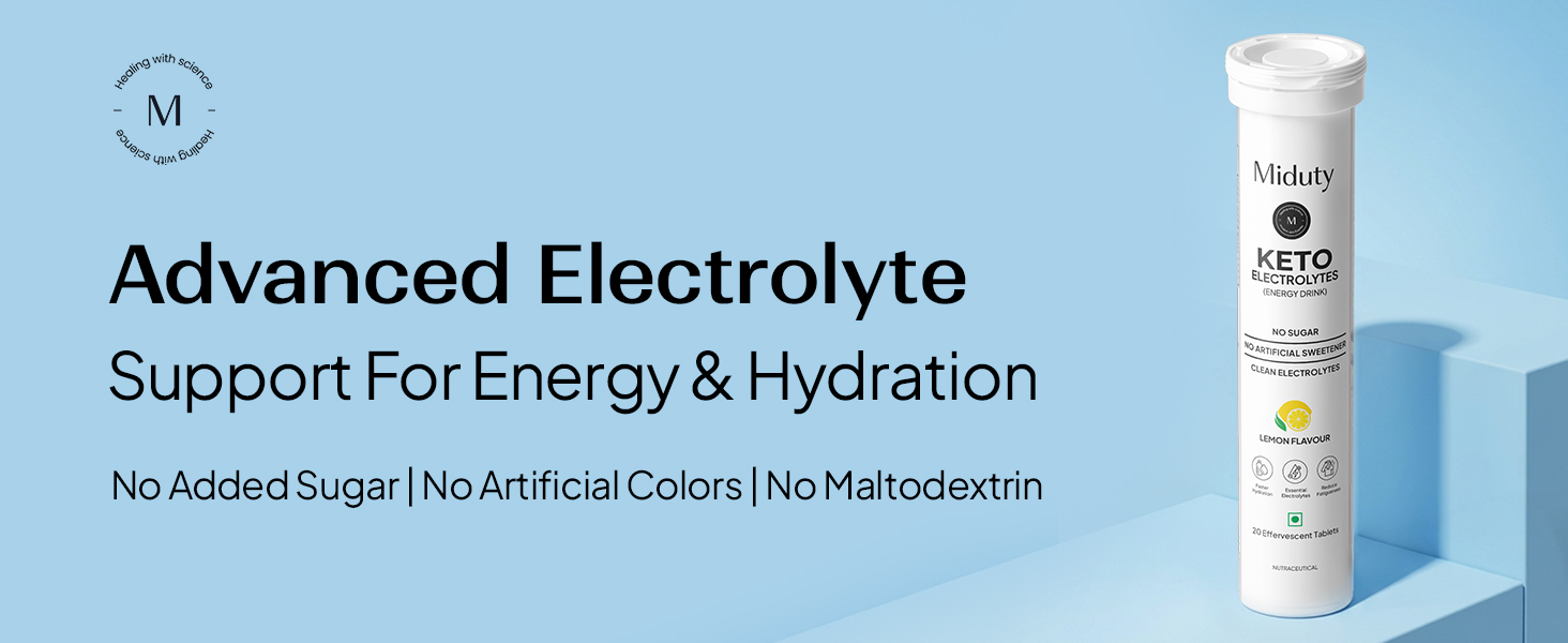 Miduty Electrolyte Tablets - Sugar-Free- No Maltodextrin & Artificial Colors - Natural Lemon Flavor - Stevia - Instant Hydration & Energy - 10 Effervescent Tablets