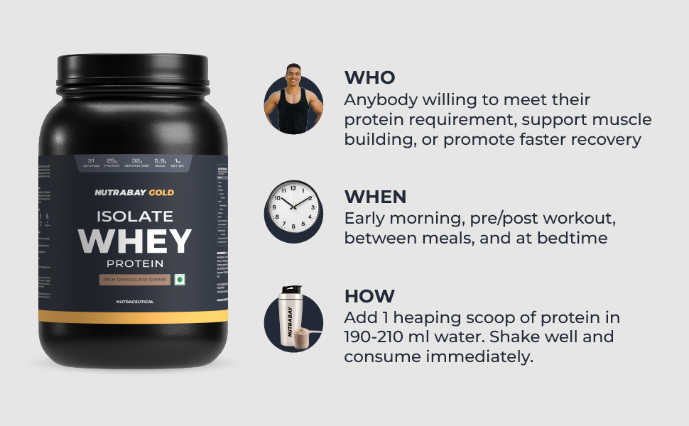 Nutrabay Gold Whey Protein Isolate Powder 26g Protein, 6.2g BCAA per Serving, Easy to Digest, NABL Lab Tested – Muscle Growth & Recovery – 1kg, Cold Coffee|100% Authentic Clean Protein