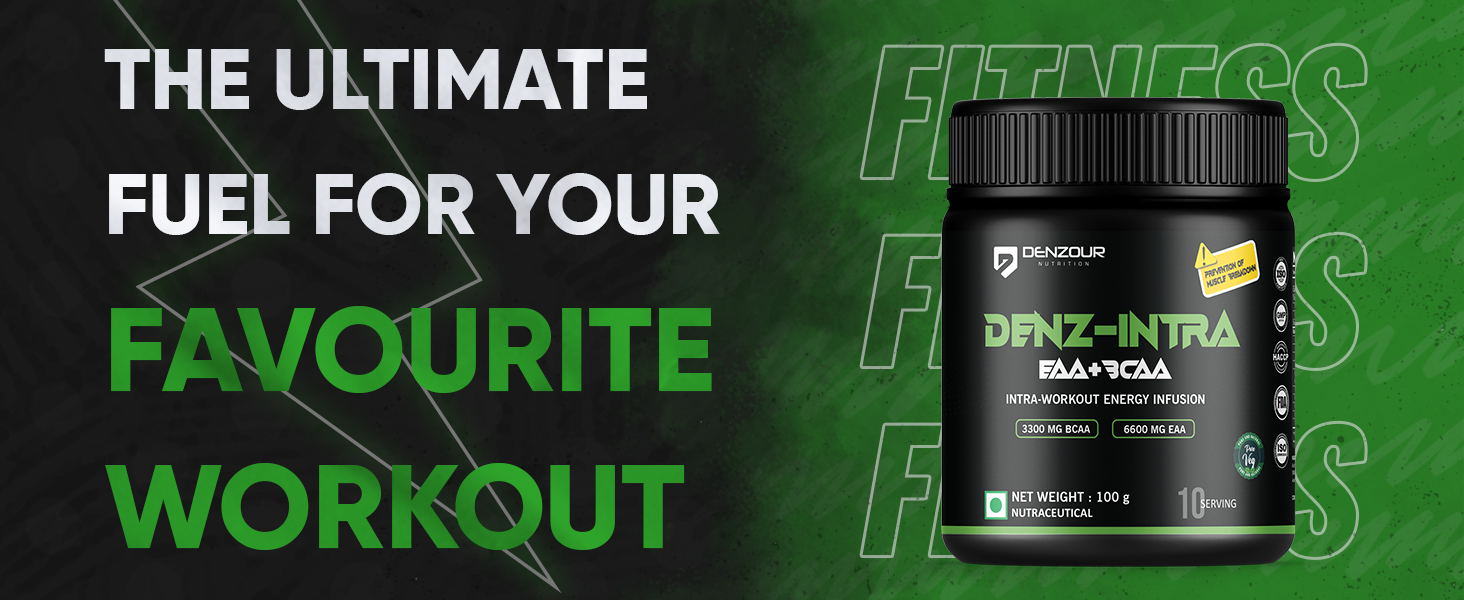 DENZOUR NUTRITION Denz - Intra Workout Powder,Most Explosive Muscle Pump,Energy Infusion Formula With 3300 Mg Bcaa,6600 Mg Eaa For Men And Women (100 G,Watermelon,1 Count,10 Servings)