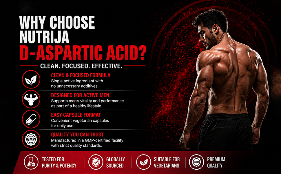 NutriJa D-Aspartic Acid (DAA) Supplement - 60 Capsules