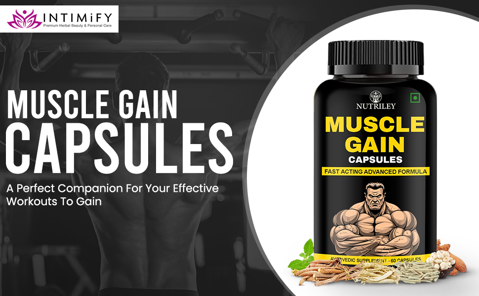 Nutriley Muscle Gainer Protein Supplement Powder, Energy & Stamina Support 60 Capsules (Pack of 1)