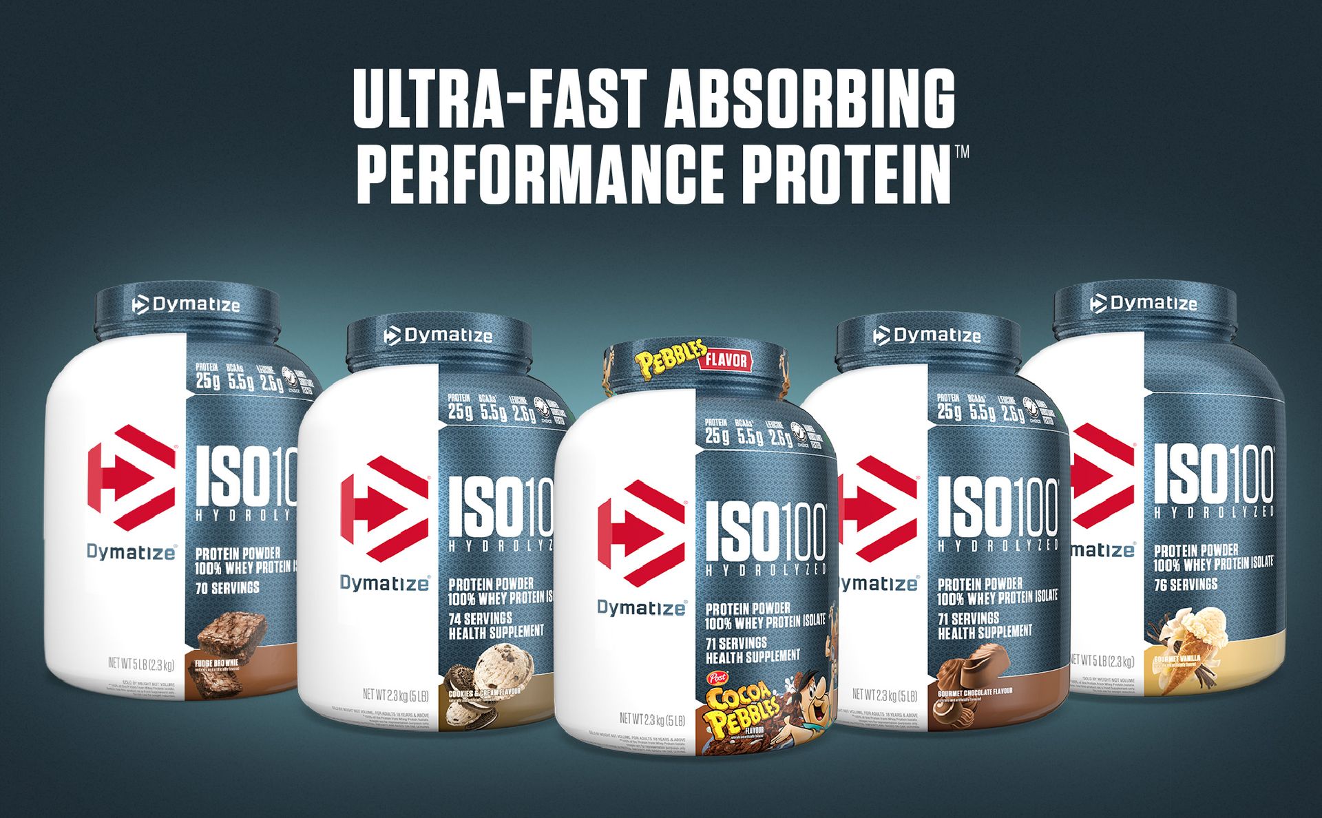 Dymatize Nutrition ISO100 Hydrolyzed Whey Protein Isolate | Fast-Digesting | Muscle Recovery Formula with Amino Acids | Low Sugar & Fat | Cocoa Pebble | 5 Lbs