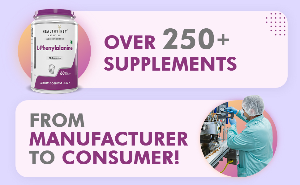 HealthyHey Nutrition L-Phenylalanine 60 Vegetarian Capsules - Gluten Free - Non GMO