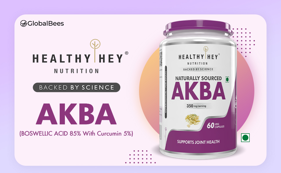 HealthyHey Nutrition AKBA with 85% Boswellic Acid & Curcumin - 100% Natural - Joint Health Supplement-60 Veg Capsules Acetyl-keto-beta-boswellic acid