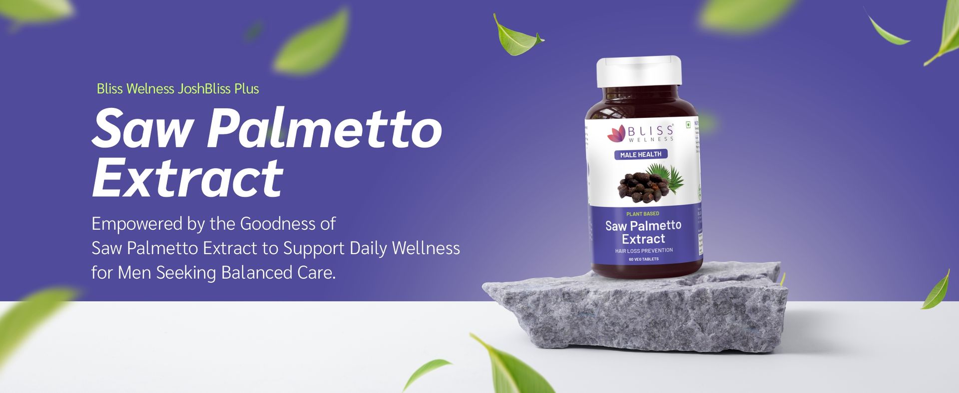 Bliss Welness Saw Palmetto Extract 800 MG | Hair Growth Prostate Health Support Urinary Tract Function Prevent Hair Fall Ayurvedic DHT Blocker Health Supplement - 60 Tablets (1 Month Pack)