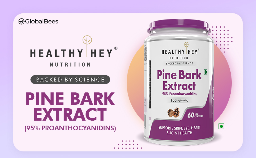 HealthyHey Nutrition Pine Bark Extract - 100 mg per serving - 60 Vegetable Capsules
