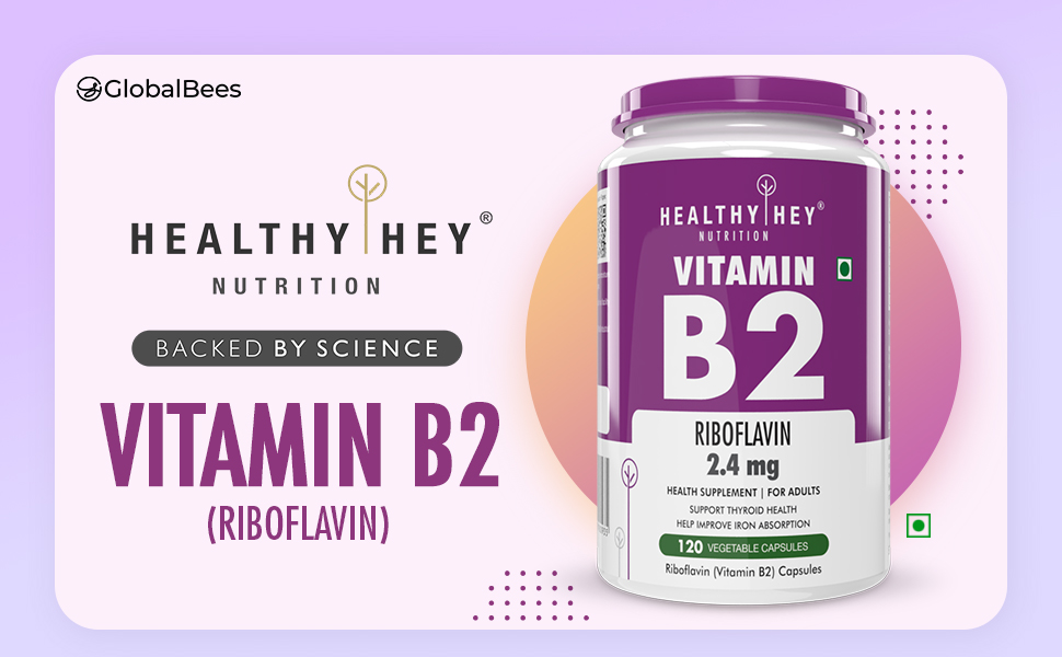 HealthyHey Nutrition Vitamin B2 - Riboflavin - 120 Veg Capsules