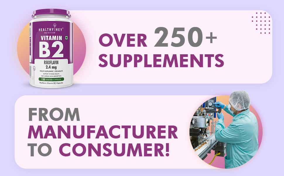 HealthyHey Nutrition Vitamin B2 - Riboflavin - 120 Veg Capsules