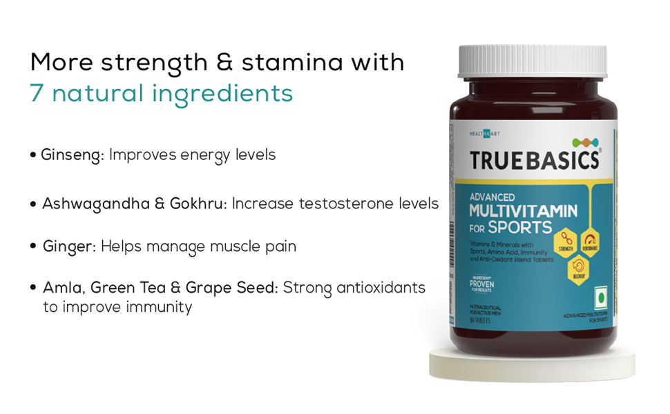 TrueBasics Advanced Multivitamin For Sports & Fitness, 30 Tablets