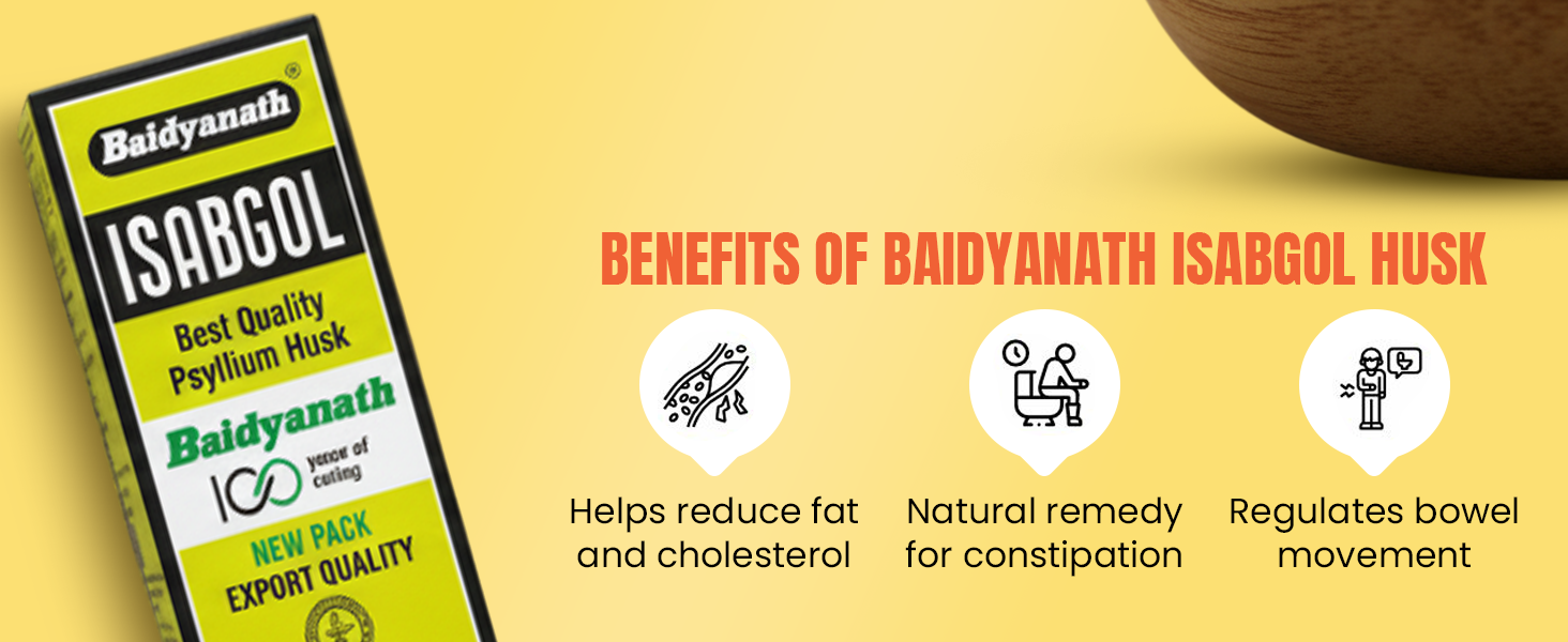 Baidyanath Asli Ayurved Isabgol Psyllium Husk 350g| 100% Natural Fiber for Digestive Health | Helps Relieve Constipation | Sugar-Free, No Preservatives | Non-Habit Forming | Isabgol for Gut Cleanse & Regularity