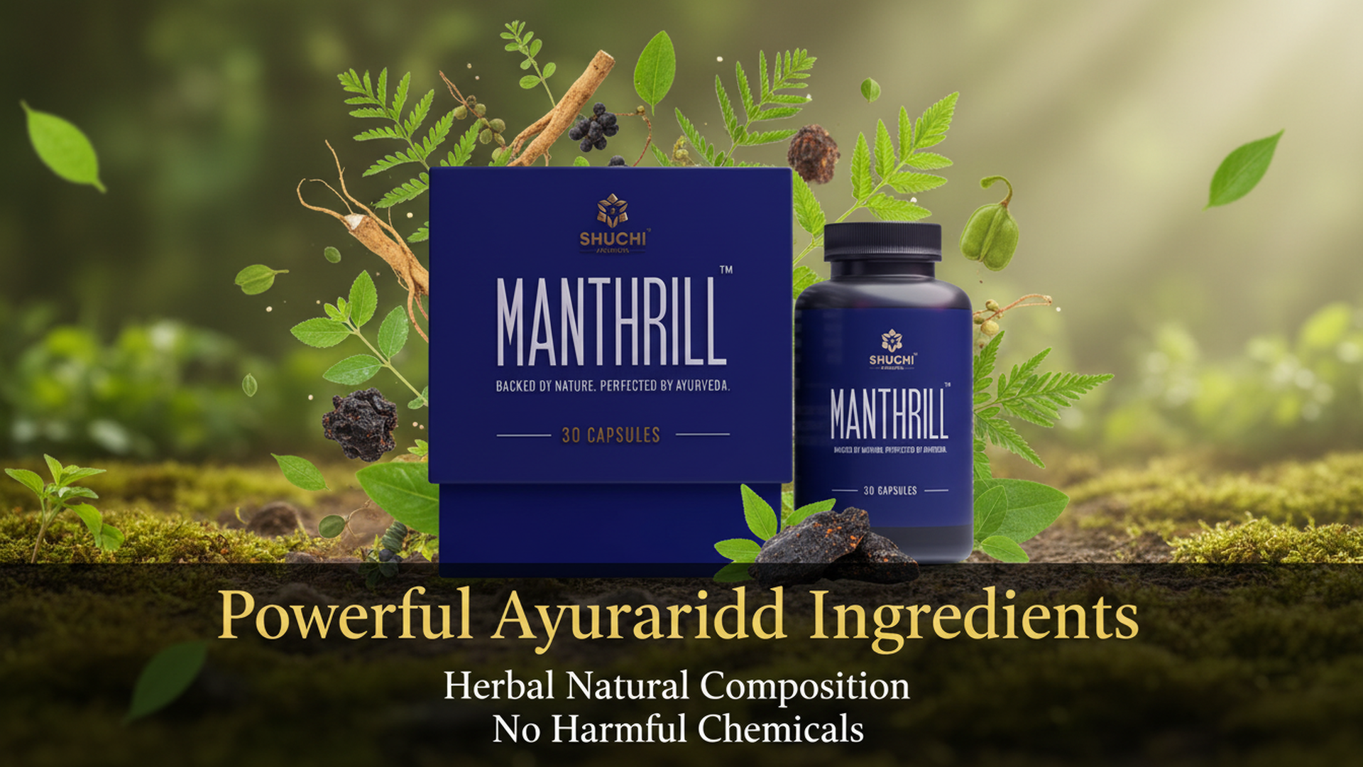 Manthrill Men's Vitality Capsules | Ayurvedic Men's Wellness Support | Energy, Strength & Lifestyle Balance | 30 Capsules | Pack of 2