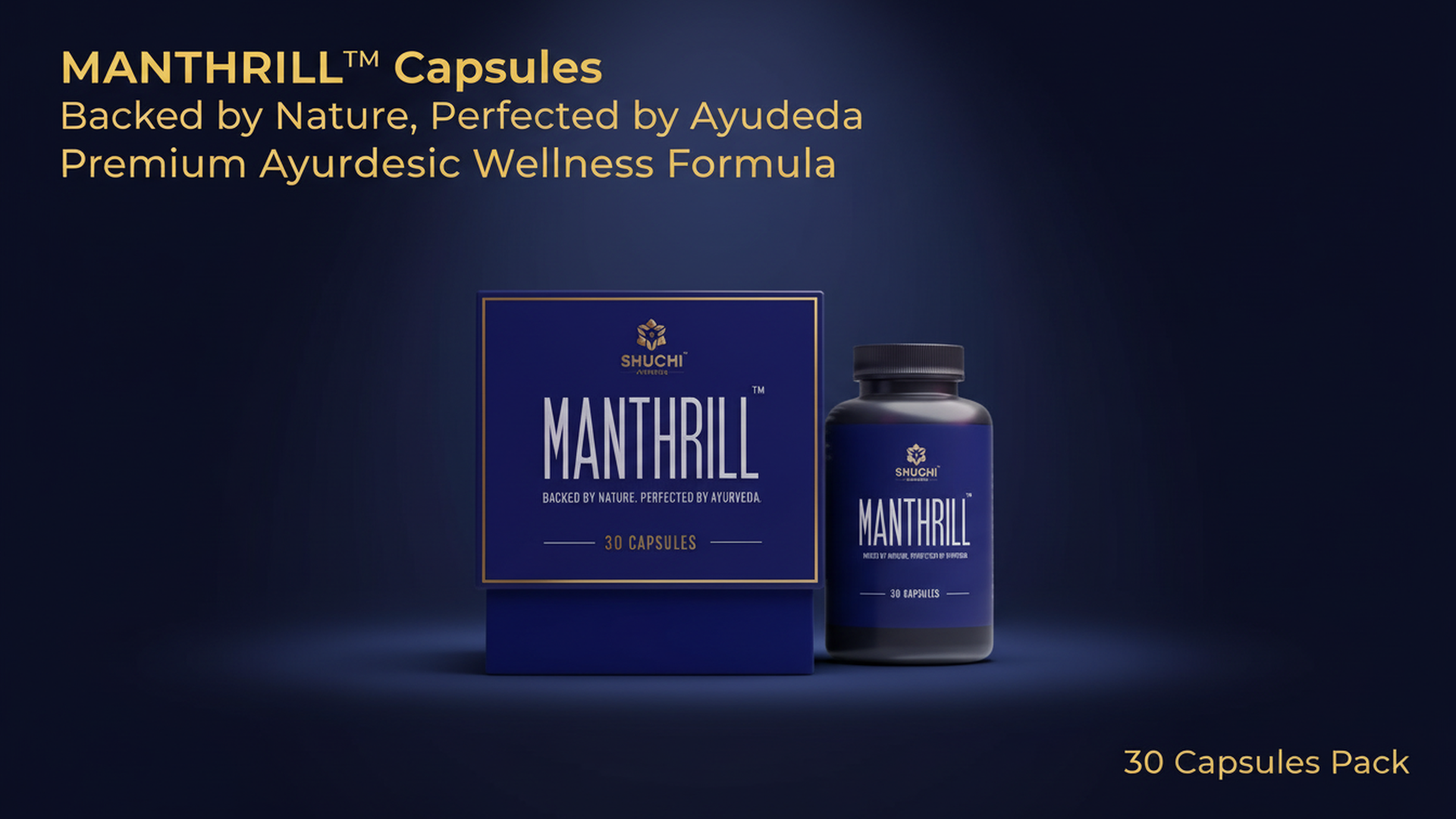 Manthrill Men's Vitality Capsules | Ayurvedic Men's Wellness Support | Energy, Strength & Lifestyle Balance | 30 Capsules | Pack of 2