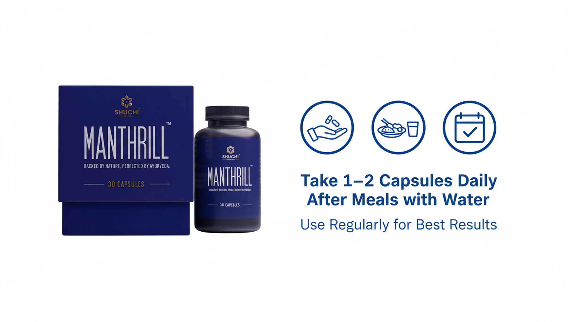 Manthrill Men's Vitality Capsules | Ayurvedic Men's Wellness Support | Energy, Strength & Lifestyle Balance | 30 Capsules | Pack of 2