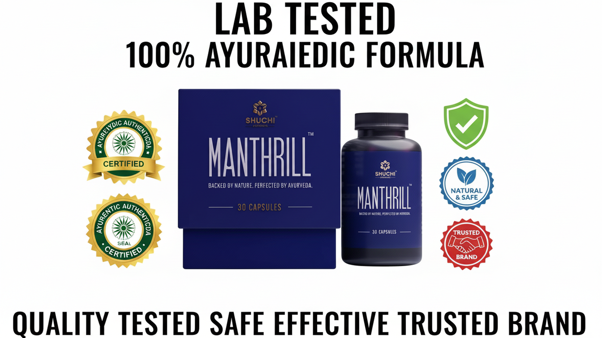 Manthrill Men's Vitality Capsules | Ayurvedic Men's Wellness Support | Energy, Strength & Lifestyle Balance | 30 Capsules | Pack of 2