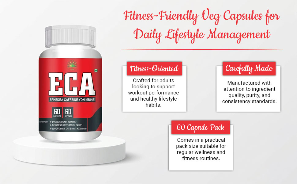 Healthy Nutrition ECA -Ephedra, Caffeine & Yohimbine Fat Burner Supplement, Weight Management, Helps in Curbing Cravings Veg -60 Capsules