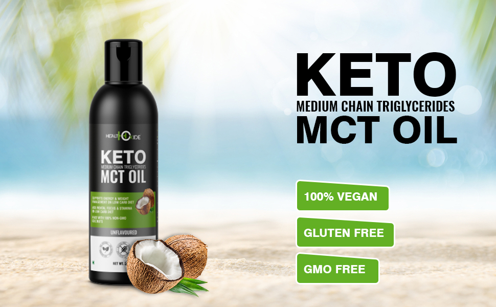 HealthOxide Natural MCT Oil From Non GMO Coconut Unsweetened Keto Diet Weight Management Supplement, 250ml