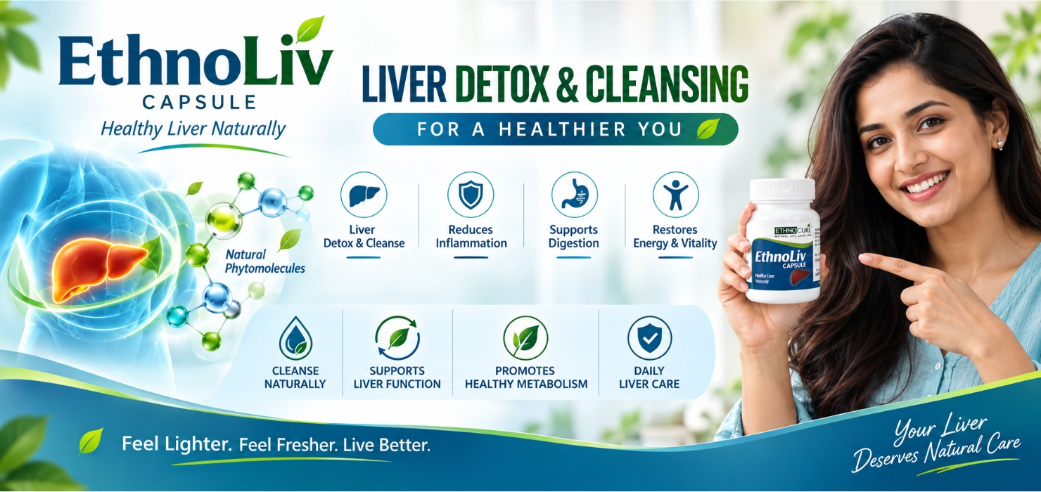 EthnoLiv – Ayurvedic Liver Detox & Metabolism Support Capsules | Fatty Liver Support, Detox & Cleanse | Improves Health, Digestion & Metabolism | Herbal Supplement with Ayurvedic Herbs | 120 Capsules, Pack of 4