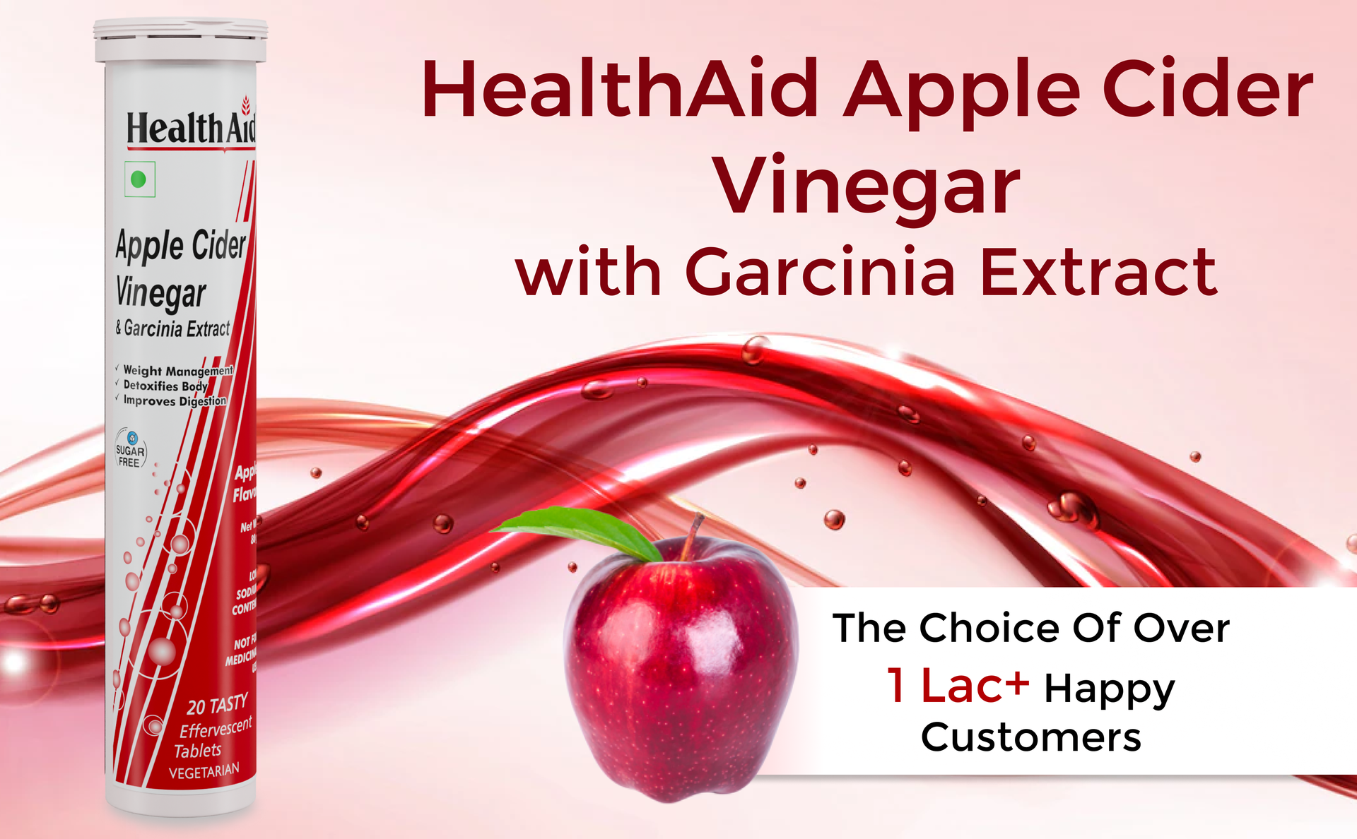 HealthAid Apple Cider Vinegar with Garcinia Cambogia Extract – 20 Sugar-Free Effervescent Tablets | Supports Healthy Digestion, Metabolism & Gut Balance | Enriched with Vitamins B6 & B12 for Energy & Wellness | Pack of 3