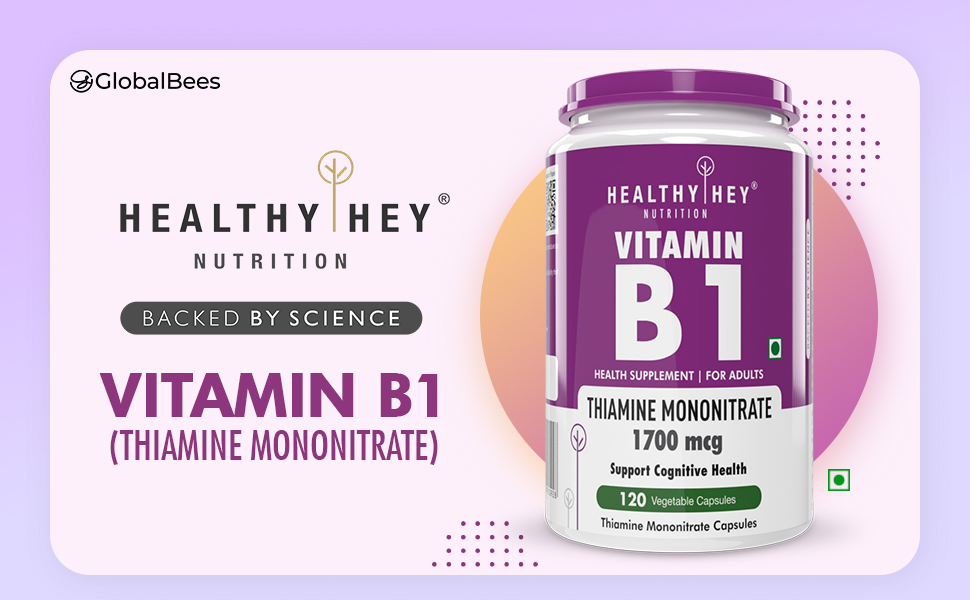 HealthyHey Nutrition Vitamin B1 Thiamine -120 Veg Capsules